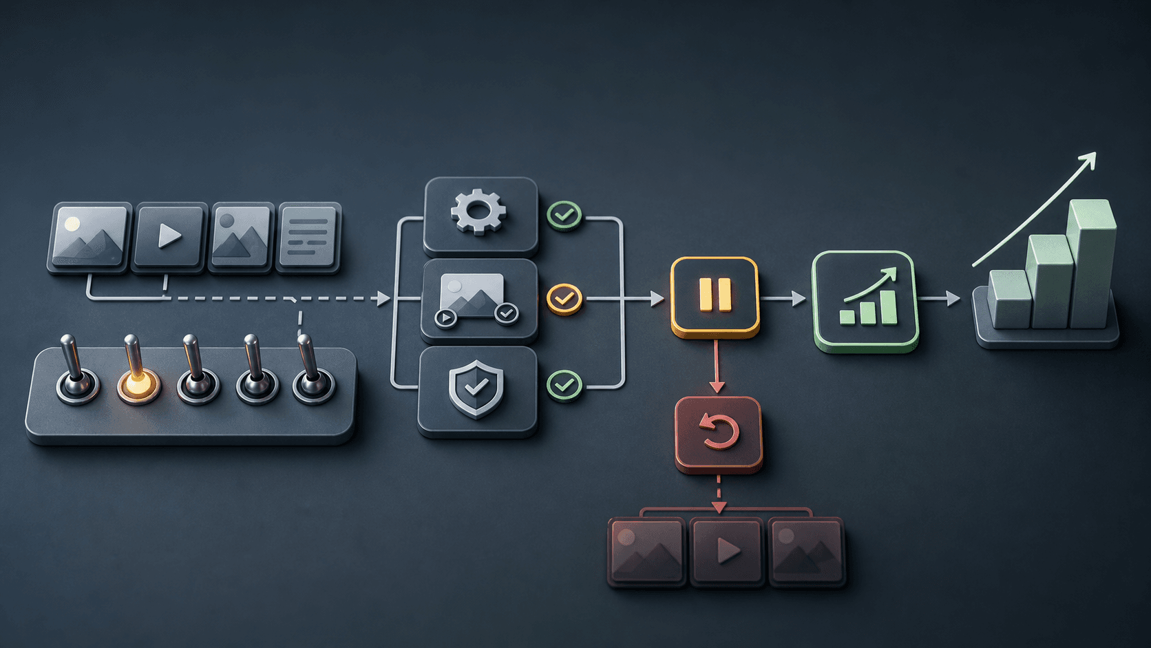 Visual guide to automated creative reviewed for brand, policy, placement, and conversion-quality checks.