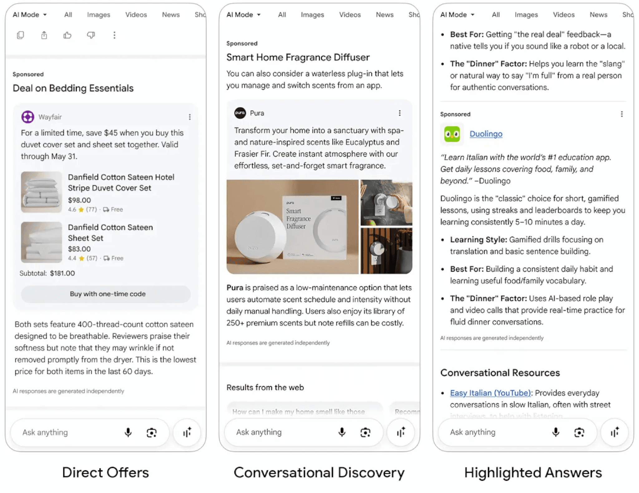 Official Ads in AI Mode image from Google's public Ads in AI Mode page.